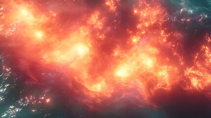 Fototapeta premium Fiery Nebula in Deep Space