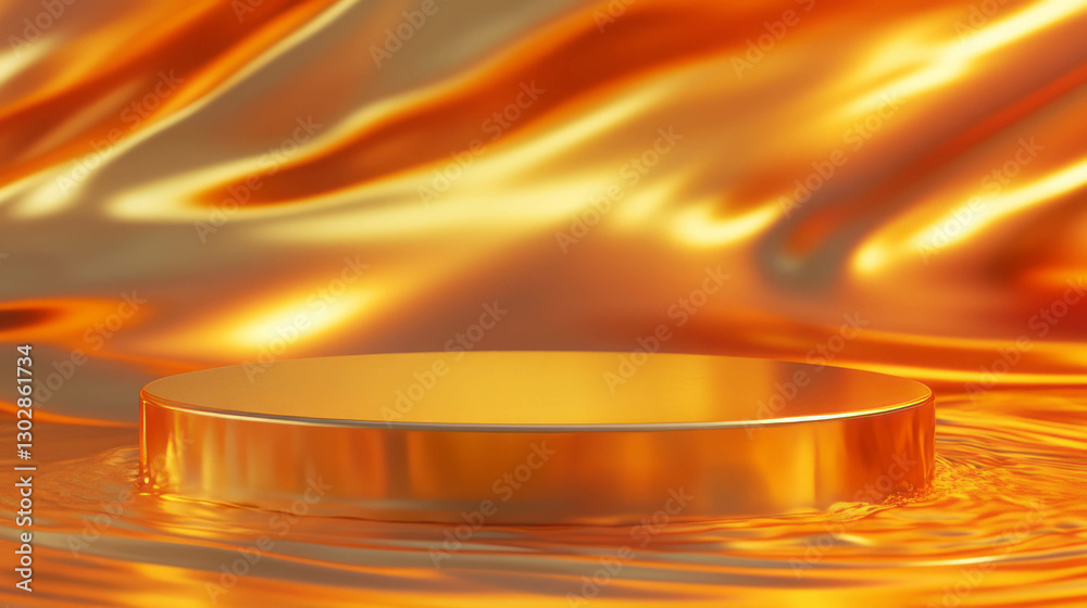 Aufkleber elegant gold podium with smooth curved surface for luxury presentation design