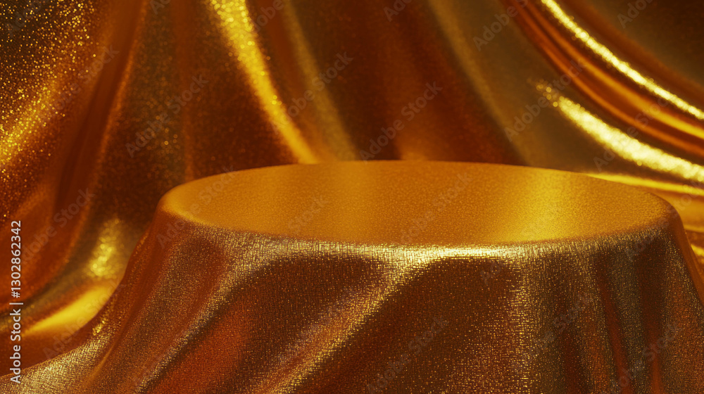Poster luxurious gold podium with textured surface for elegant design and display