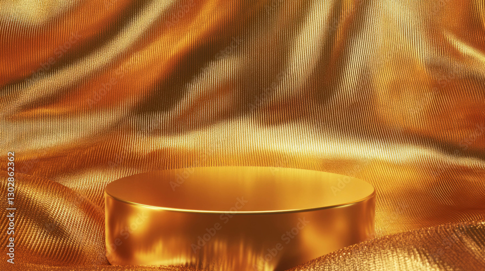 Poster Luxurious gold podium on textured surface for elegant display design