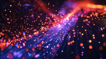 Obraz premium Vibrant Abstract Light Streaks and Bokeh on a Dark Background