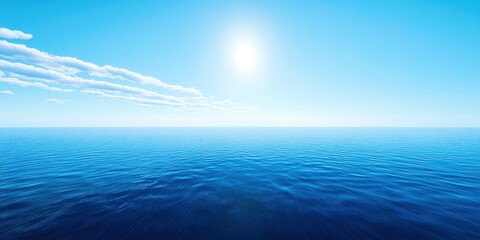 Obraz premium Large body of water with a bright sun in the sky