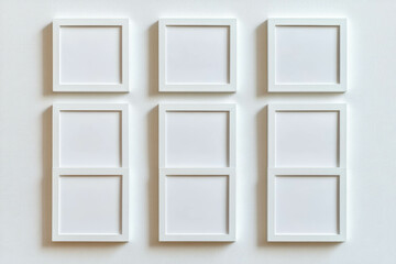 Minimalist design with nine white frames in grid arrangement for modern home decor