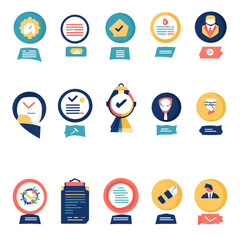 Business Icon Set: Workflow Management, Project Completion, and Task Approval