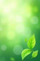 Fototapeta premium Vibrant Green Leaves Floating in a Soft, Sunny Springtime Background Ideal for Eco-Friendly Designs and Nature-Inspired Projects