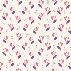 Seamless  pattern with tulips
