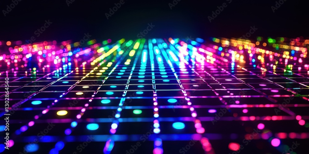 Poster colorful pattern of dots on a black background