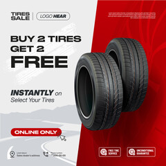 Tire poster. Wheels set. Advertisement banner.