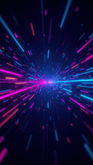 Naklejka premium Dynamic abstract digital technology background with neon colors emphasizing cyber cloud theme.