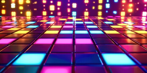 Colorful dance floor with neon lights