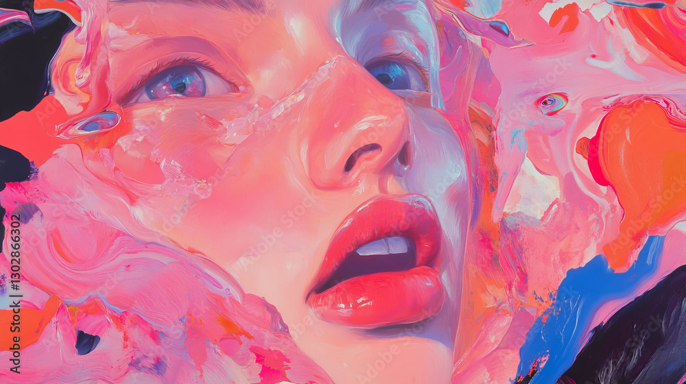 Aufkleber Vivid abstract portrait of a person with unique style and expression
