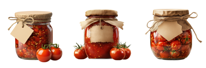 Homemade tomato sauce jars kitchen food photography rustic close-up