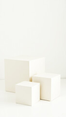 three cubic boxes on a white background