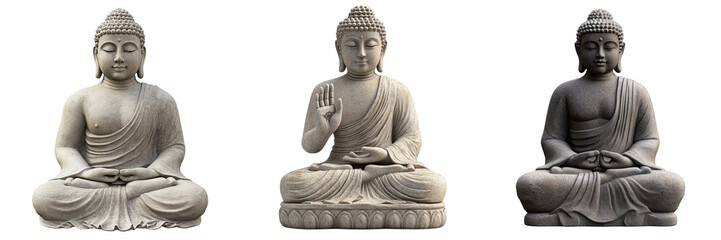 Fototapeta premium Meditative buddha statues tranquil setting sculpture art peaceful vibe