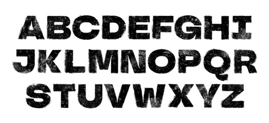 Textured Font with a Rough Mis-printed Letterpress and Rolled Ink texture. Bold condensed font. Highly detailed individually textured characters