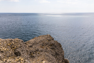 Views from the Golitsyn Trail - a mountain trail carved on the slope of Mount Koba-Kaya, located along the coastline southwest of the village of Novy Svet, Crimea, Russia