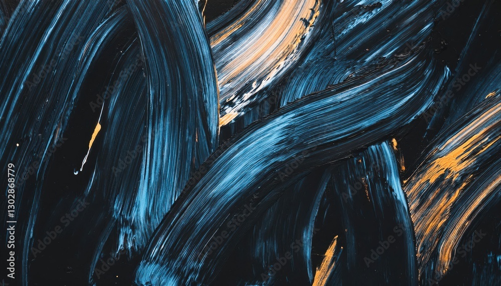 Aufkleber abstract textured brushstroke painting with dark blue and orange swirls, modern artistic background 