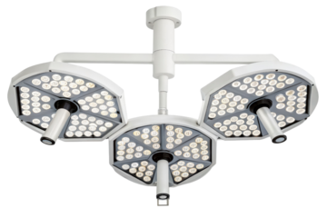 Modern LED surgical lights with adjustable arms isolated with transparent background