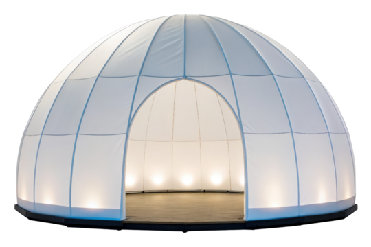 Illuminated geodesic dome isolated with transparent background