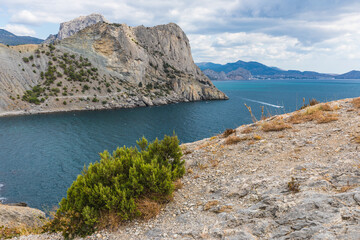 Views from the Golitsyn Trail - a mountain trail carved on the slope of Mount Koba-Kaya, located along the coastline southwest of the village of Novy Svet, Crimea, Russia