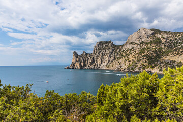 Views from the Golitsyn Trail - a mountain trail carved on the slope of Mount Koba-Kaya, located along the coastline southwest of the village of Novy Svet, Crimea, Russia