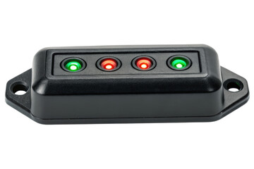Black indicator panel with LED lights isolated with transparent background