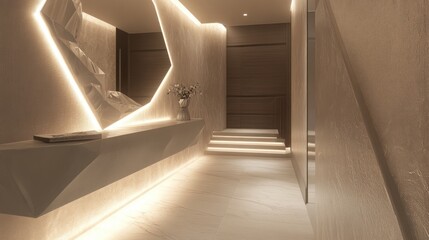 Modern Minimalist Interior Design: Luxury Lobby with Geometric Accents