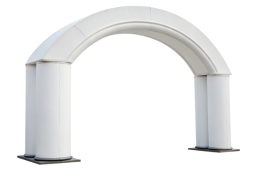 White arched entrance gate for events isolated with transparent background