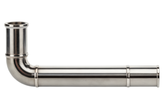 Stainless steel pipe fitting for plumbing isolated with transparent background