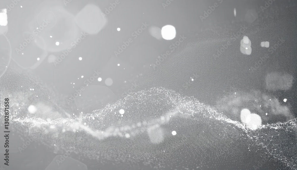 Aufkleber abstract digital wave of white particles on a gray background, glowing dust with a dynamic flow, fut