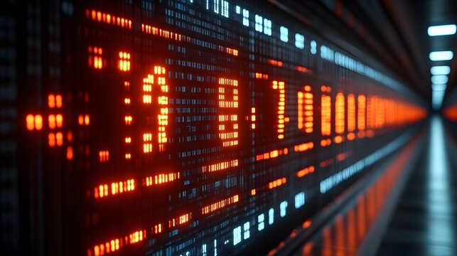 Data stream in futuristic server room