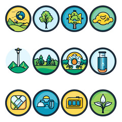 Eco Icons Collection Depicting Environment, Nature and Sustainability