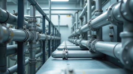 Industrial Piping System A Complex Network of Interconnected Metal Pipes and Fittings