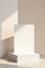 Blank card mockup on a stack of paper against a neutral backdrop, showcasing elegant simplicity and design potential.