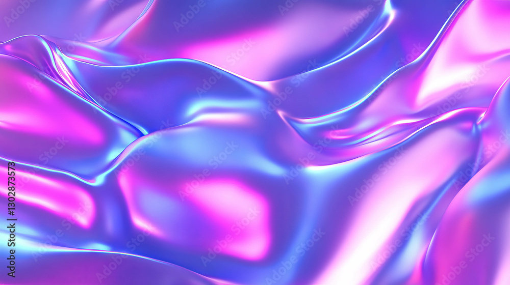 Poster Iridescent abstract background with vivid fluid waves design for digital art