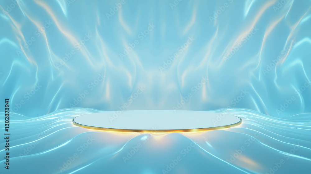 Poster Abstract geometric background with illuminated white podium for modern design display