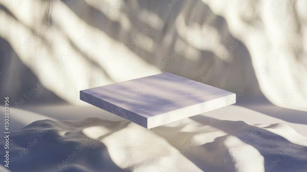 Aufkleber minimalist floating white plane in soft, textured abstract setting