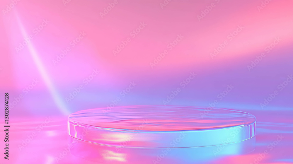 Poster futuristic abstract background with glass podium for design projects