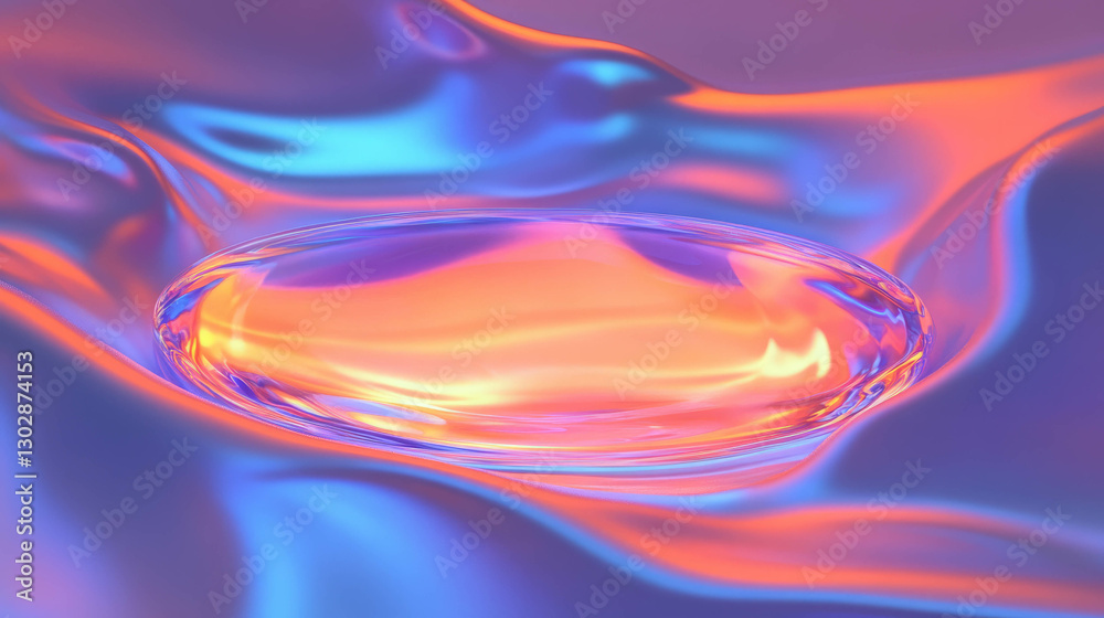 Poster vibrant abstract background with glass podium and dynamic colors