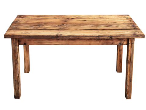 Rustic wooden table isolated on black background
