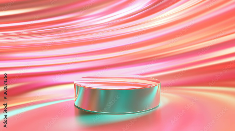 Aufkleber Abstract colorful background with glass podium for design display and presentation