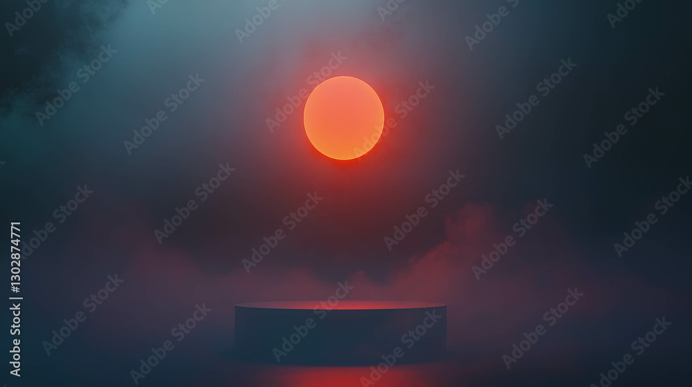 Poster Mysterious glowing orb hovering in a dreamy abstract atmosphere