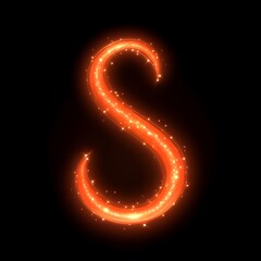 Naklejka premium Glowing Orange Letter S on Black Background