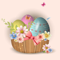 easter eggs in basket