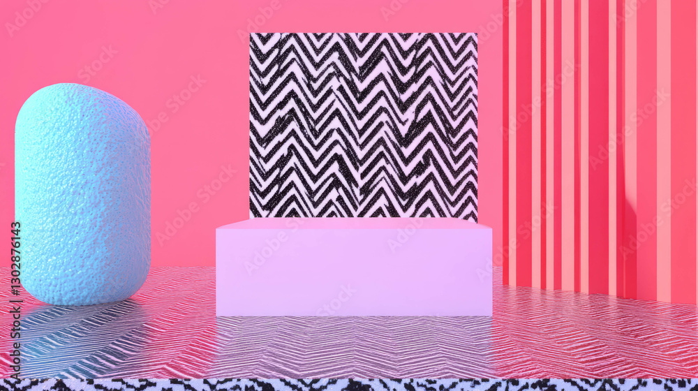 Poster vibrant abstract background with geometric podium and bold patterns for artistic design