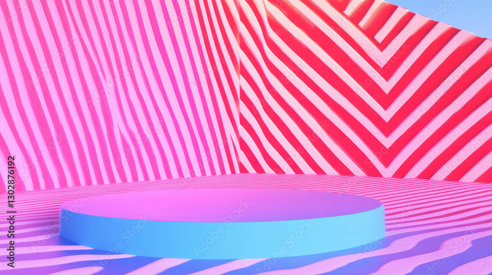 Poster vibrant abstract background with geometric podium for creative display design
