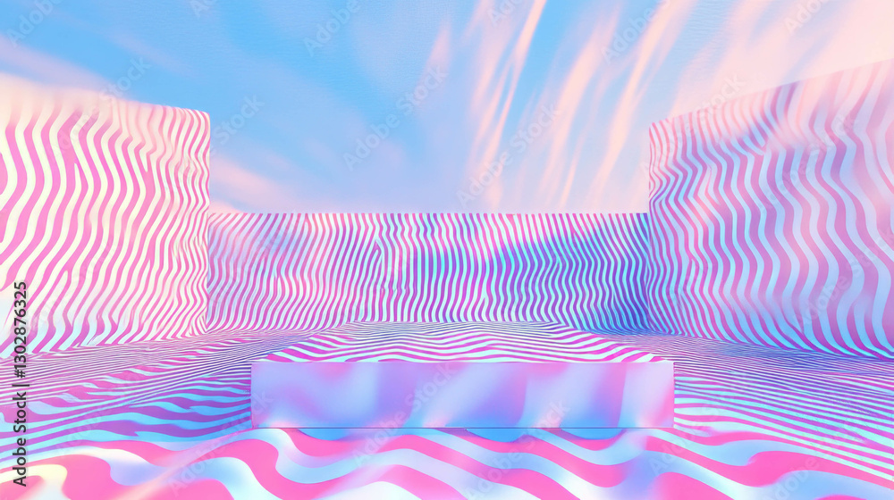 Aufkleber vibrant abstract background with podium and bold wavy patterns for modern design