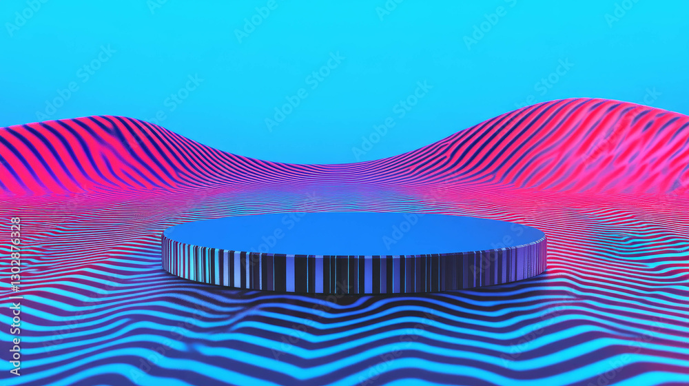 Poster vibrant abstract background with podium on wavy surface for modern design