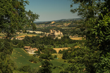 Landmarks of Italy: Torrechiara  Castle near Parma, historic medieval architecture