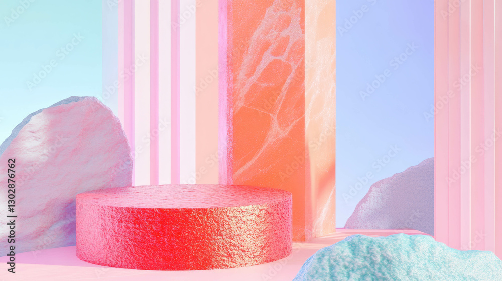 Aufkleber abstract background with textured podium and pastel colors for creative design